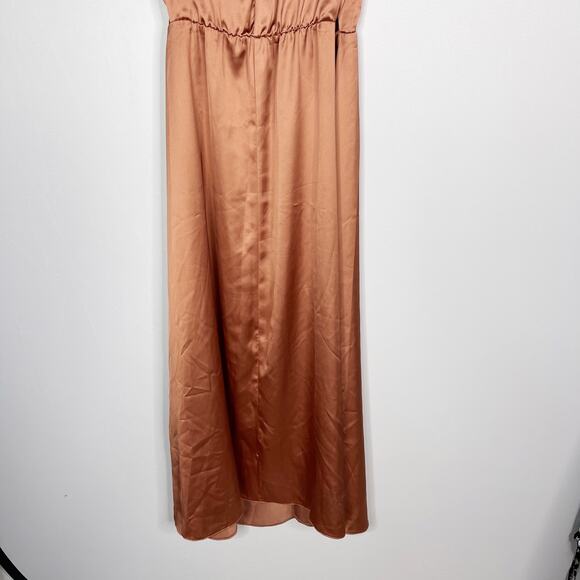 New ASOS Design Maternity US 6 Bronze Cinch Waist Pleated Maxi Dress Cocktail - Picture 8 of 12